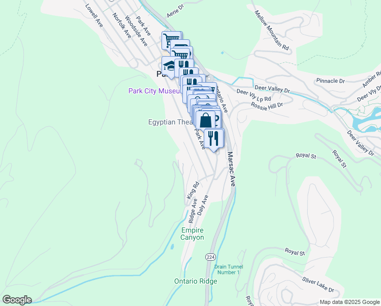 map of restaurants, bars, coffee shops, grocery stores, and more near 238 Norfolk Avenue in Park City