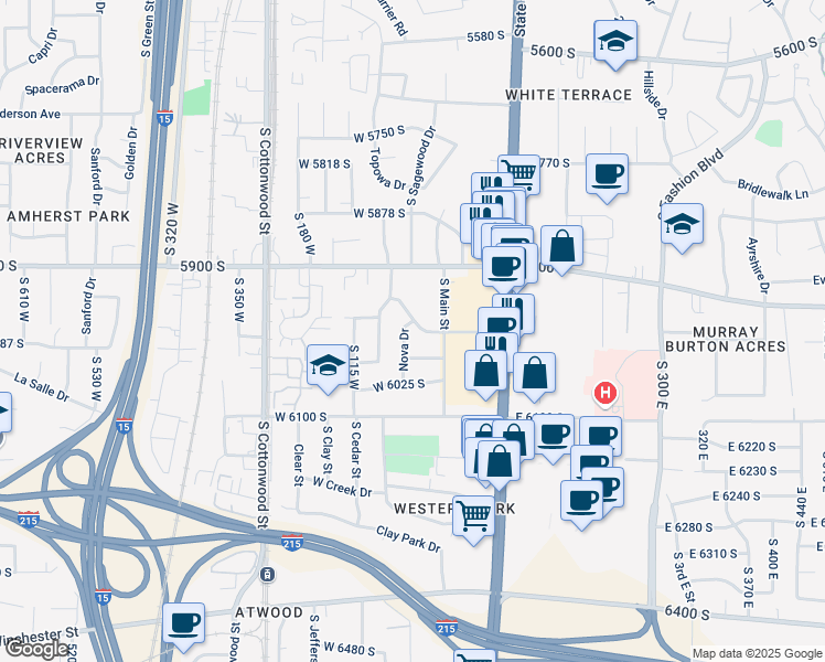 map of restaurants, bars, coffee shops, grocery stores, and more near 39 Moon Ridge Drive in Salt Lake City