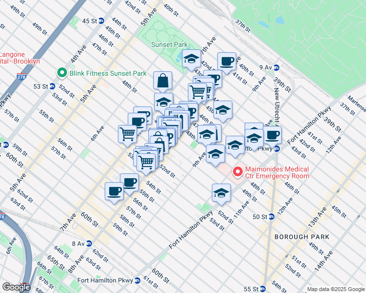 map of restaurants, bars, coffee shops, grocery stores, and more near 832 49th Street in Brooklyn