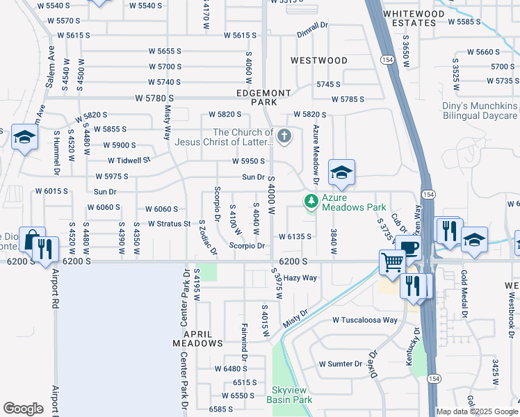map of restaurants, bars, coffee shops, grocery stores, and more near 6063 South 4040 West in Kearns