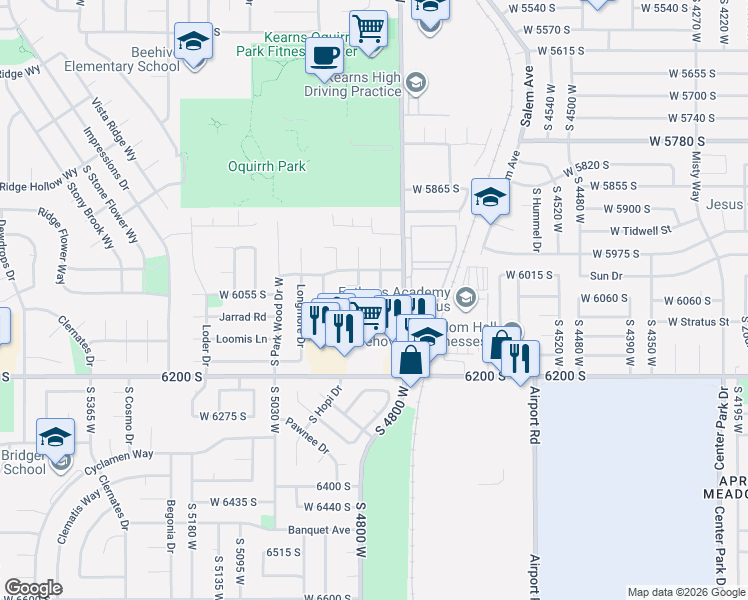 map of restaurants, bars, coffee shops, grocery stores, and more near 6068 South 4840 West in Salt Lake City