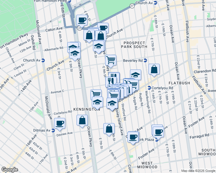 map of restaurants, bars, coffee shops, grocery stores, and more near in Brooklyn