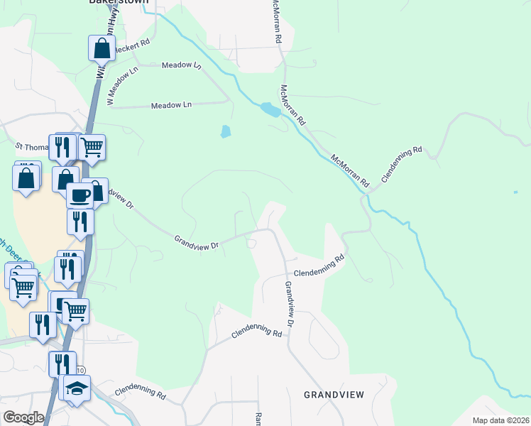 map of restaurants, bars, coffee shops, grocery stores, and more near 707 Brooke Court in Gibsonia