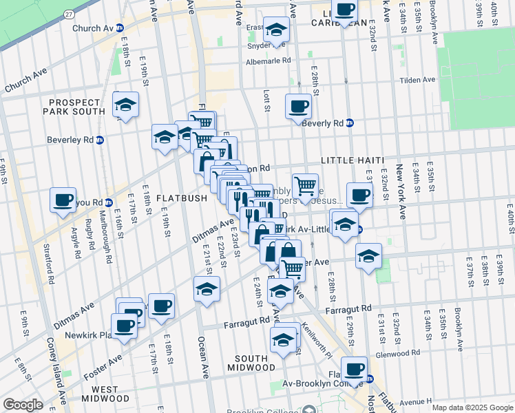 map of restaurants, bars, coffee shops, grocery stores, and more near in Brooklyn