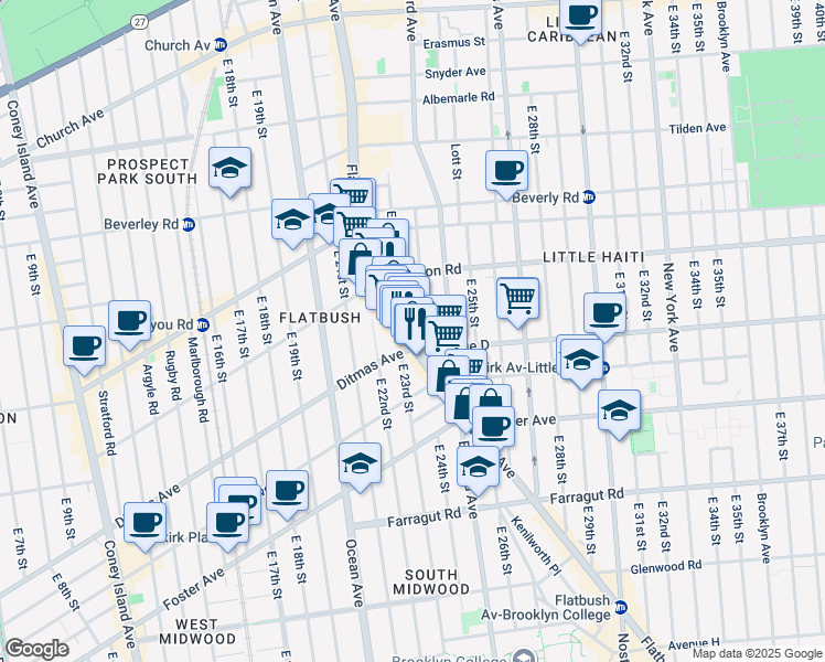map of restaurants, bars, coffee shops, grocery stores, and more near in Brooklyn