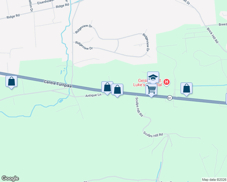 map of restaurants, bars, coffee shops, grocery stores, and more near 1007 Centre Turnpike in Orwigsburg