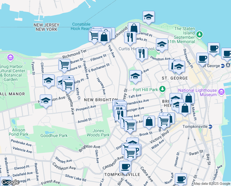 map of restaurants, bars, coffee shops, grocery stores, and more near 153 Highview Avenue in Staten Island
