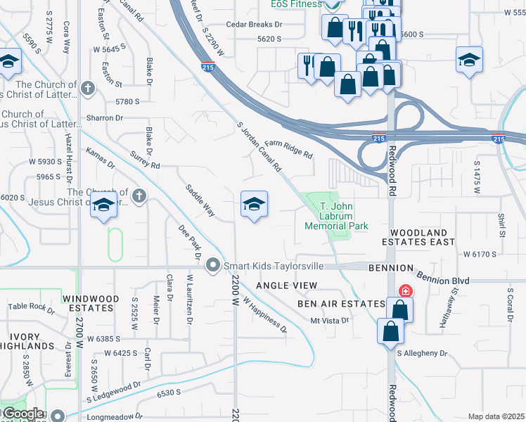 map of restaurants, bars, coffee shops, grocery stores, and more near 2113 Surrey Circle in Taylorsville