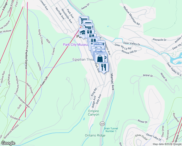 map of restaurants, bars, coffee shops, grocery stores, and more near 100 Marsac Avenue in Coalville