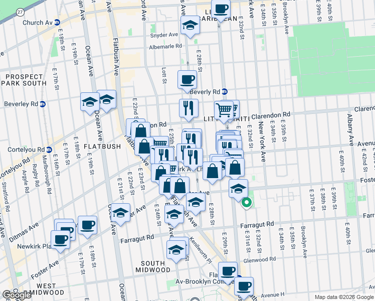 map of restaurants, bars, coffee shops, grocery stores, and more near in Brooklyn