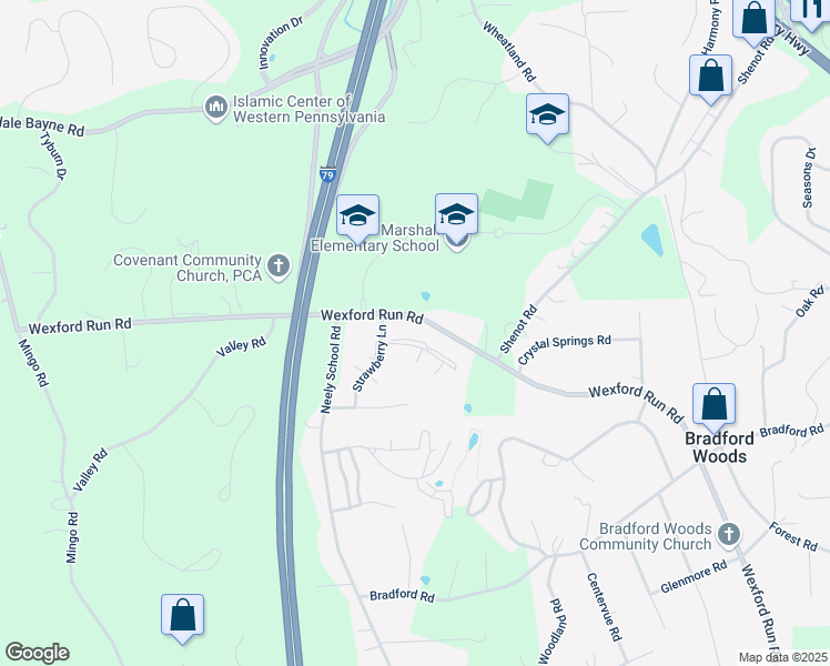 map of restaurants, bars, coffee shops, grocery stores, and more near 17 Blueberry Lane in Wexford