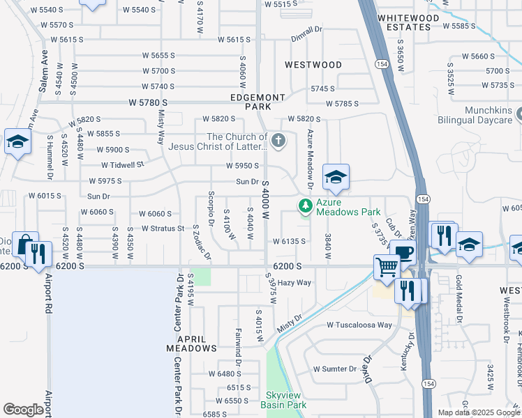 map of restaurants, bars, coffee shops, grocery stores, and more near 6070 4000 West in Kearns