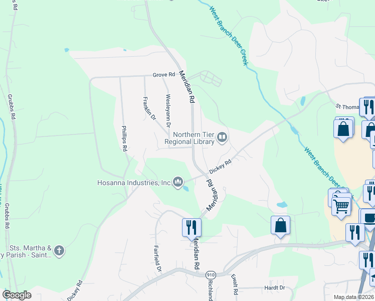 map of restaurants, bars, coffee shops, grocery stores, and more near 3907 Milton Drive in Gibsonia