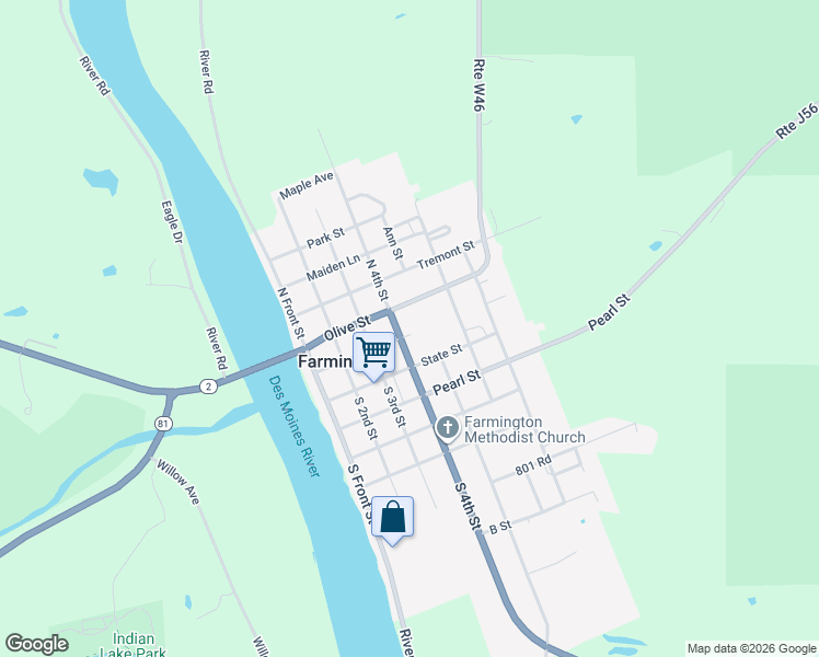 map of restaurants, bars, coffee shops, grocery stores, and more near 906 Elm Street in Farmington