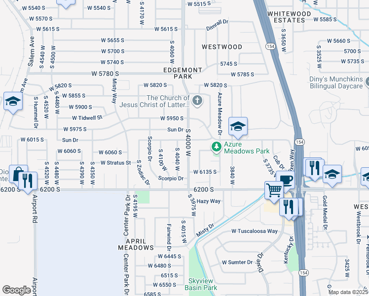 map of restaurants, bars, coffee shops, grocery stores, and more near 6070 4000 West in Kearns