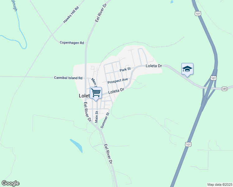 map of restaurants, bars, coffee shops, grocery stores, and more near 431 Scenic Drive in Trinidad