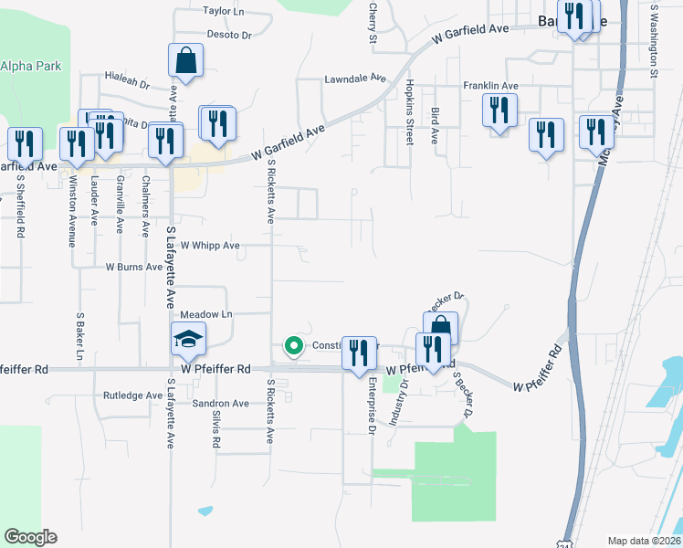 map of restaurants, bars, coffee shops, grocery stores, and more near 706 Cedar Point Court in Bartonville