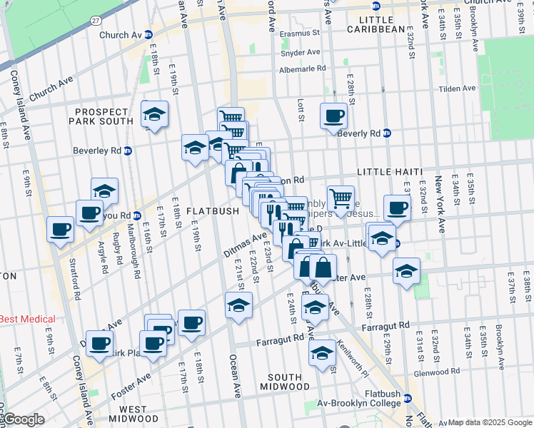 map of restaurants, bars, coffee shops, grocery stores, and more near in Brooklyn