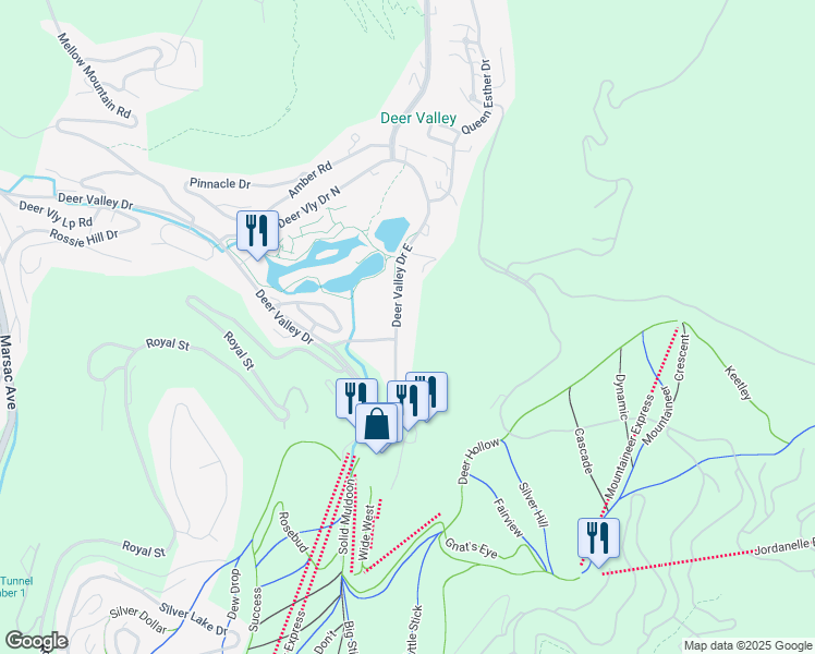map of restaurants, bars, coffee shops, grocery stores, and more near 2700 Deer Valley Drive East in Park City