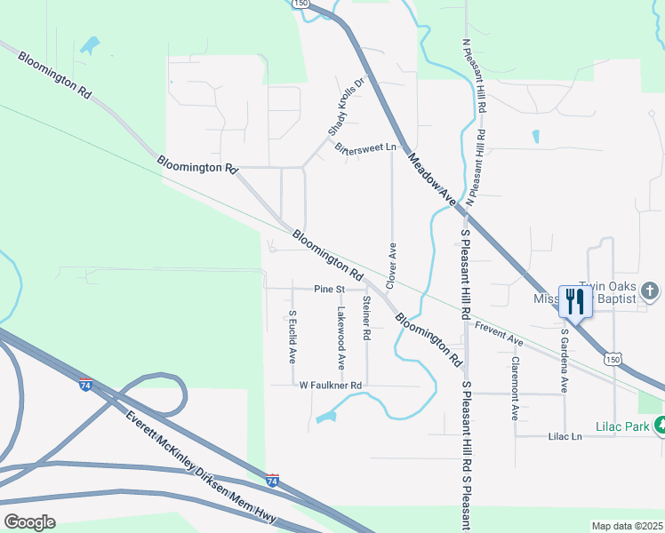 map of restaurants, bars, coffee shops, grocery stores, and more near 200 Pine Street in East Peoria