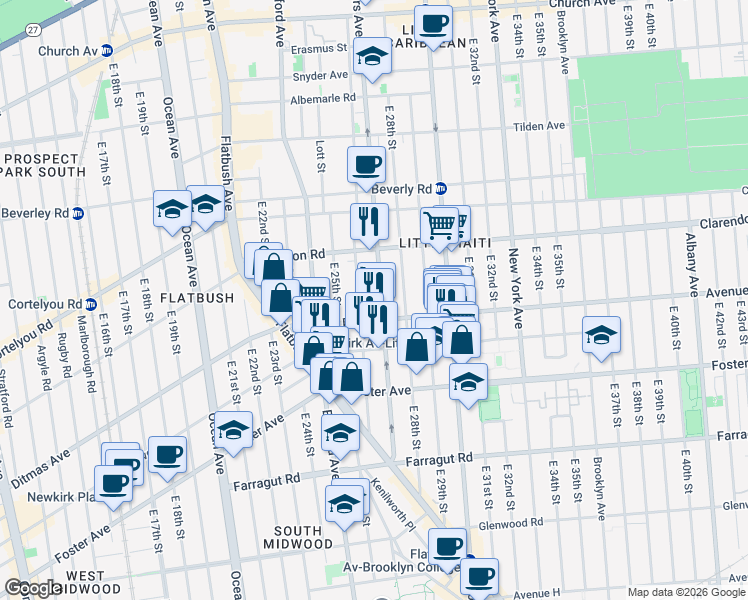 map of restaurants, bars, coffee shops, grocery stores, and more near in Brooklyn