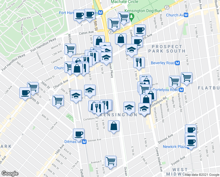 map of restaurants, bars, coffee shops, grocery stores, and more near in Brooklyn