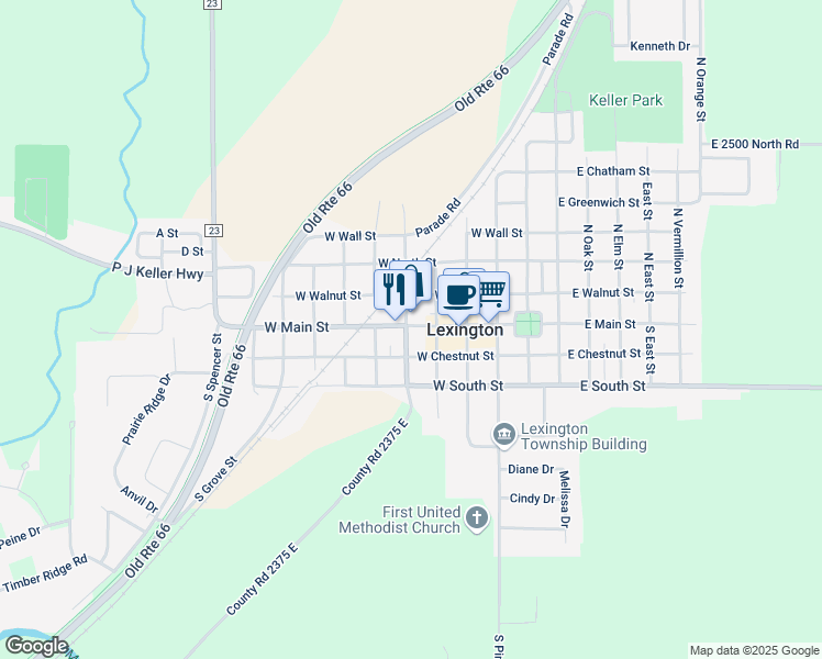 map of restaurants, bars, coffee shops, grocery stores, and more near 112 South Vine Street in Lexington