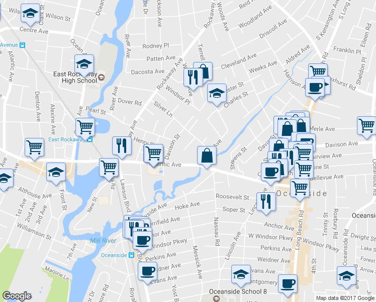 map of restaurants, bars, coffee shops, grocery stores, and more near 2835 Elm Street in Oceanside