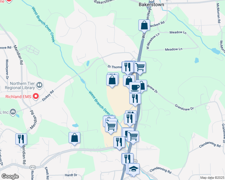 map of restaurants, bars, coffee shops, grocery stores, and more near 550 Grandview Crossing in Gibsonia
