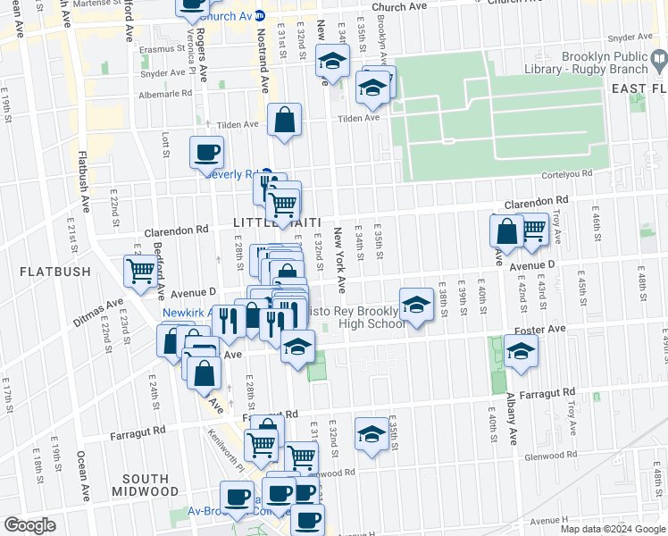 map of restaurants, bars, coffee shops, grocery stores, and more near in Brooklyn