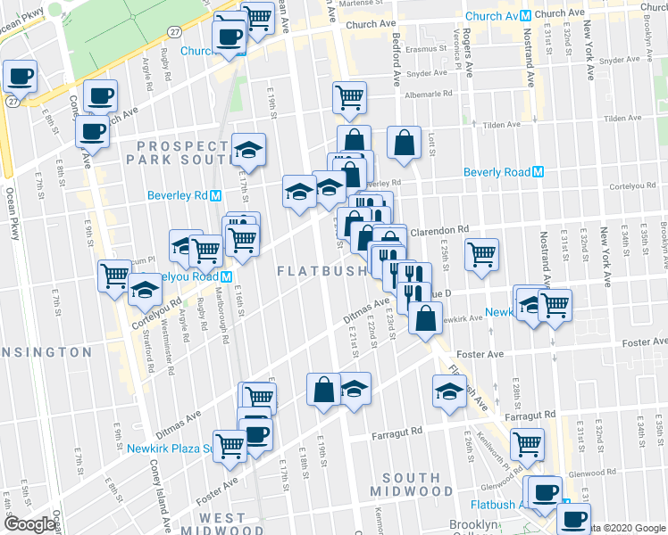 map of restaurants, bars, coffee shops, grocery stores, and more near in Brooklyn