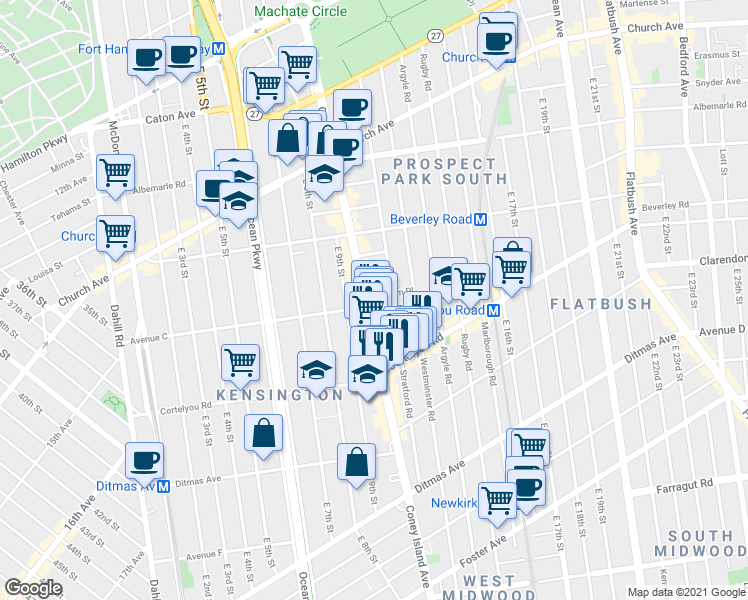 map of restaurants, bars, coffee shops, grocery stores, and more near in Brooklyn