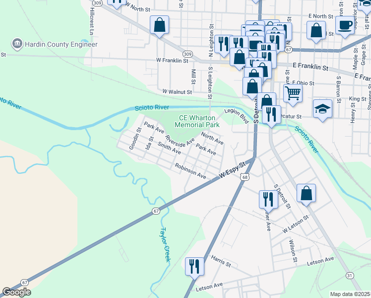 map of restaurants, bars, coffee shops, grocery stores, and more near 507 Smith Avenue in Kenton