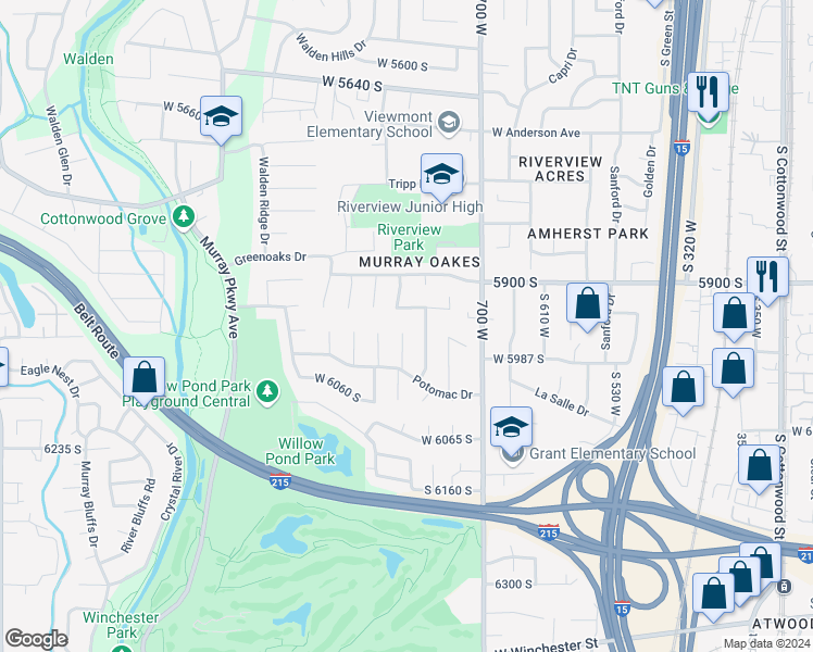 map of restaurants, bars, coffee shops, grocery stores, and more near 5949 Sandusky Circle in Murray