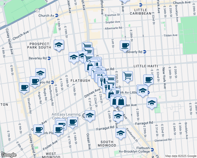 map of restaurants, bars, coffee shops, grocery stores, and more near in Brooklyn