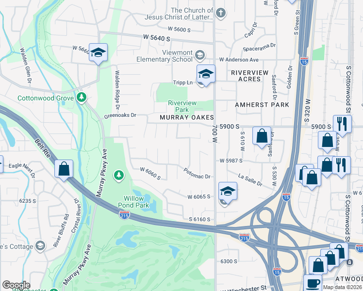 map of restaurants, bars, coffee shops, grocery stores, and more near 5949 Sandusky Circle in Murray