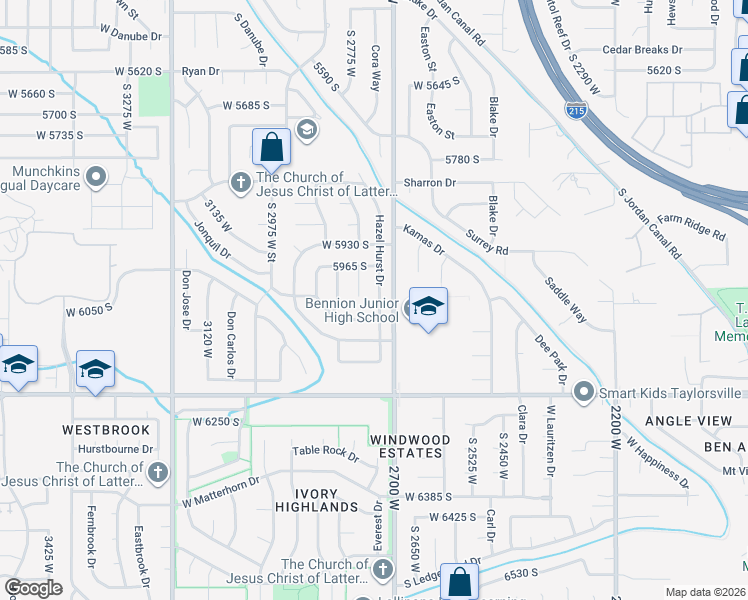 map of restaurants, bars, coffee shops, grocery stores, and more near 6072 2730 West in Salt Lake City
