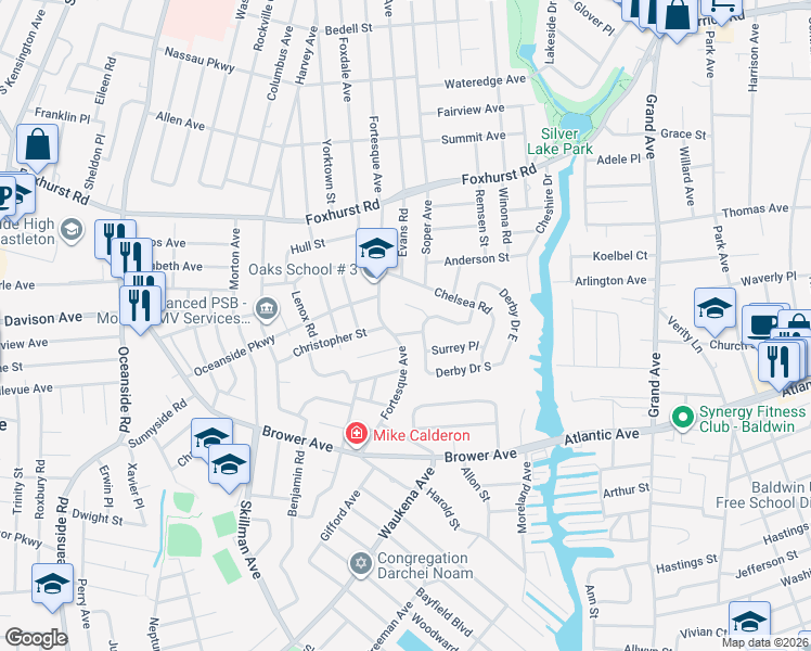 map of restaurants, bars, coffee shops, grocery stores, and more near 2948 Fortesque Avenue in Oceanside