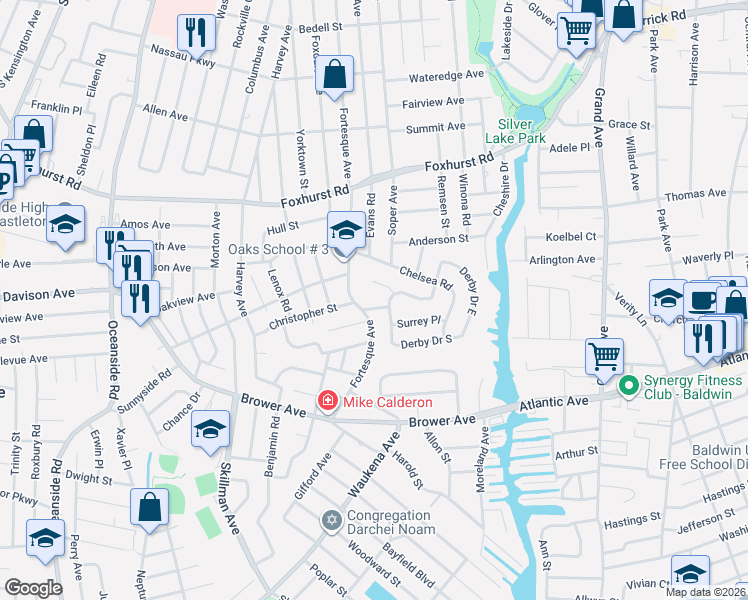 map of restaurants, bars, coffee shops, grocery stores, and more near 2948 Fortesque Avenue in Oceanside