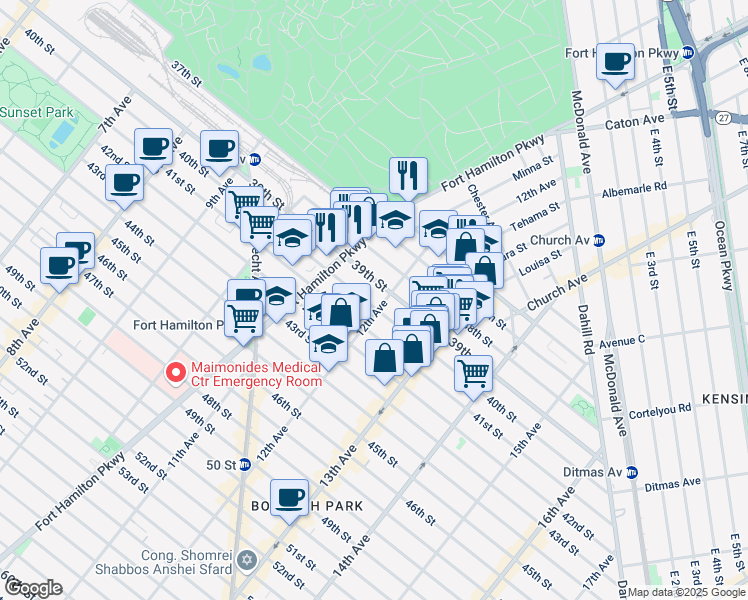 map of restaurants, bars, coffee shops, grocery stores, and more near in Brooklyn