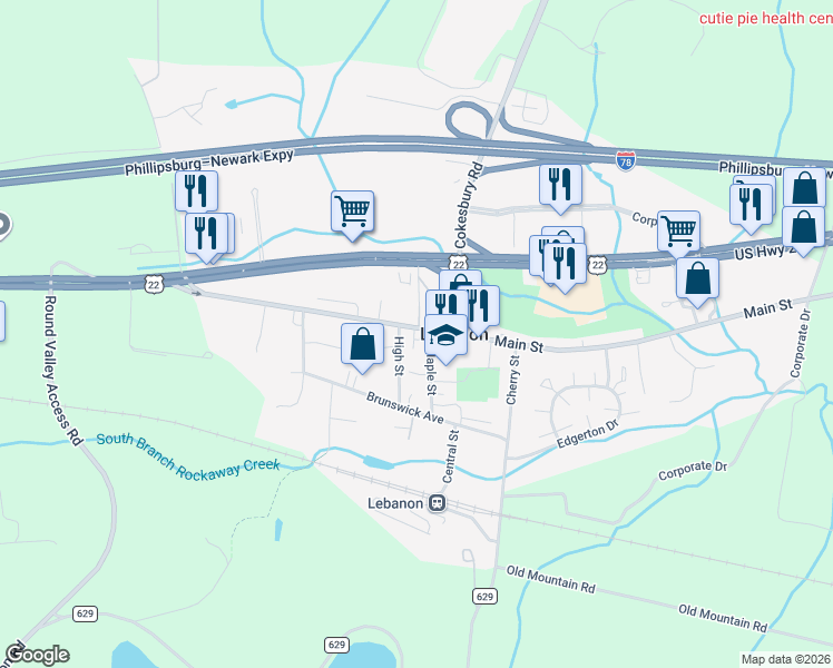 map of restaurants, bars, coffee shops, grocery stores, and more near in Lebanon