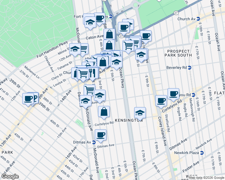 map of restaurants, bars, coffee shops, grocery stores, and more near in Brooklyn