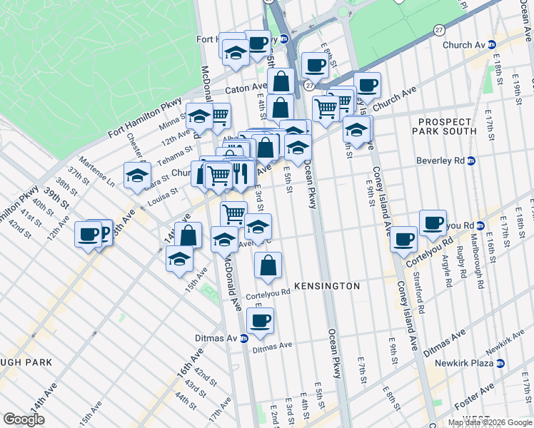 map of restaurants, bars, coffee shops, grocery stores, and more near in Brooklyn