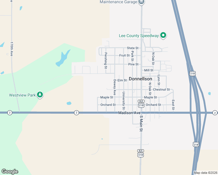 map of restaurants, bars, coffee shops, grocery stores, and more near 420 Dewey Avenue in Donnellson