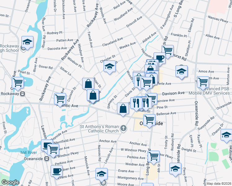 map of restaurants, bars, coffee shops, grocery stores, and more near 2944 Stevens Court in Oceanside