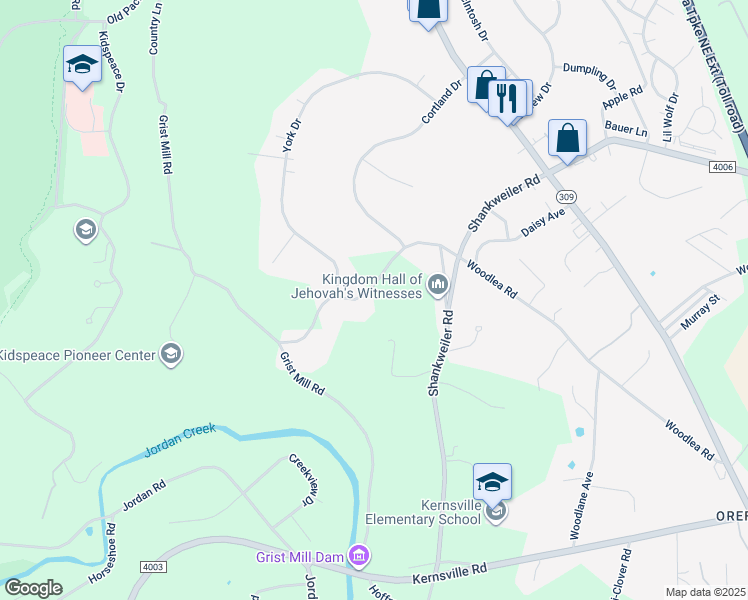 map of restaurants, bars, coffee shops, grocery stores, and more near 3516 Woodlea Road in Lehigh County