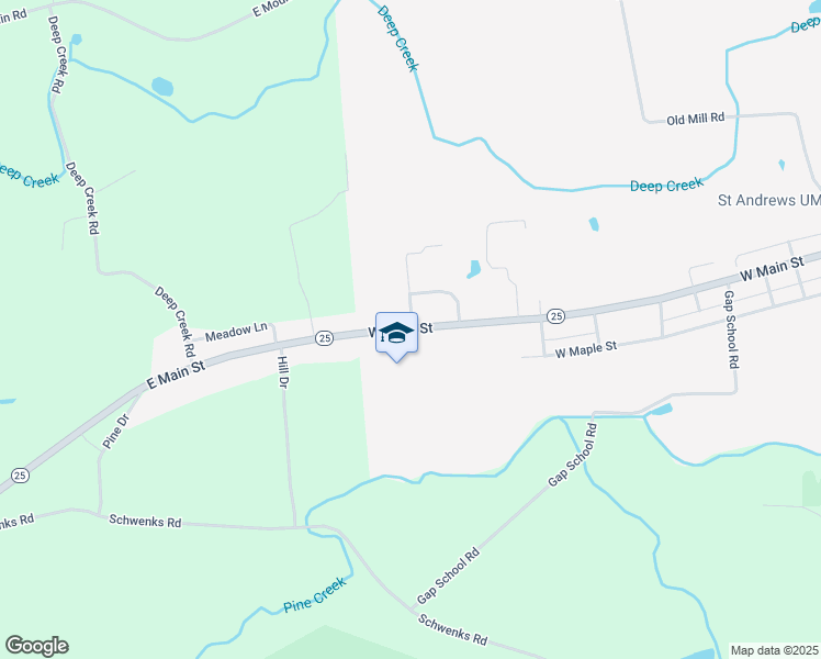 map of restaurants, bars, coffee shops, grocery stores, and more near 1801 East Main Street in Valley View