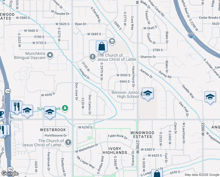 map of restaurants, bars, coffee shops, grocery stores, and more near 5984 Cayenne Drive in Salt Lake City