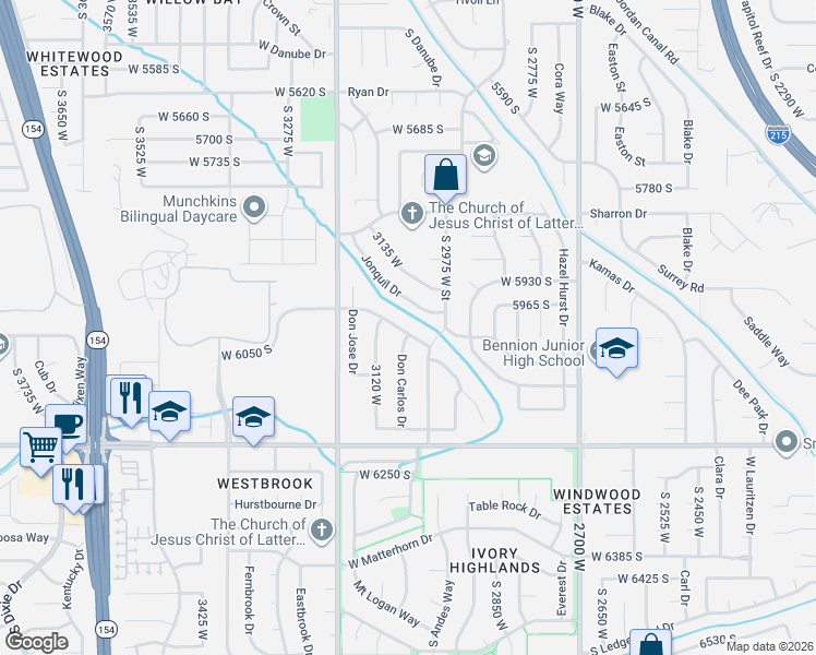 map of restaurants, bars, coffee shops, grocery stores, and more near 3037 Jonquil Drive in Taylorsville
