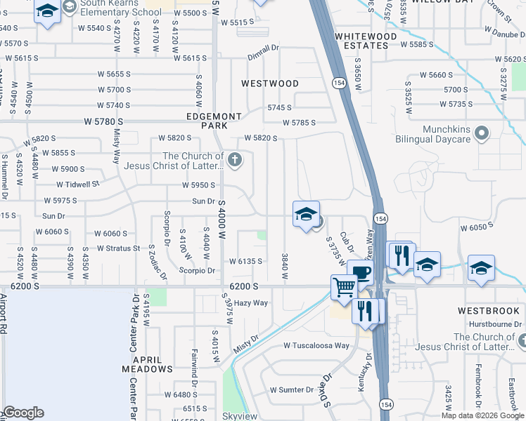 map of restaurants, bars, coffee shops, grocery stores, and more near 5982 Azure Meadow Circle in Taylorsville